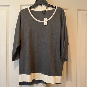 NWT - Talbots 2XP grey and cream sweater